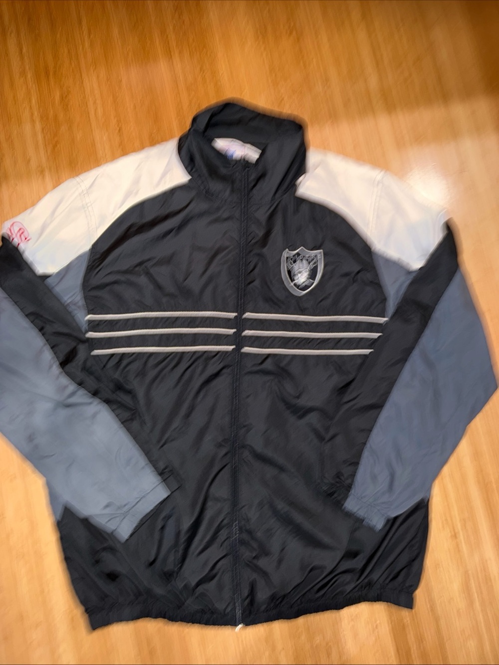 Vintage NFL Raiders Black Gray Track windbreaker Jacket XL